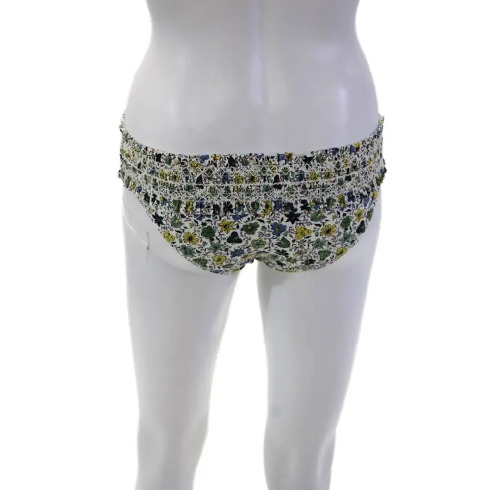 Tory Burch Womens Costa Floral Printed Hipster Bikini Bottoms White Multi XS